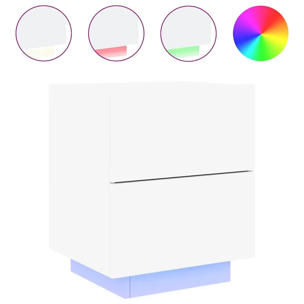 Bedside Cabinet Set with Customisable RGB LED Lights