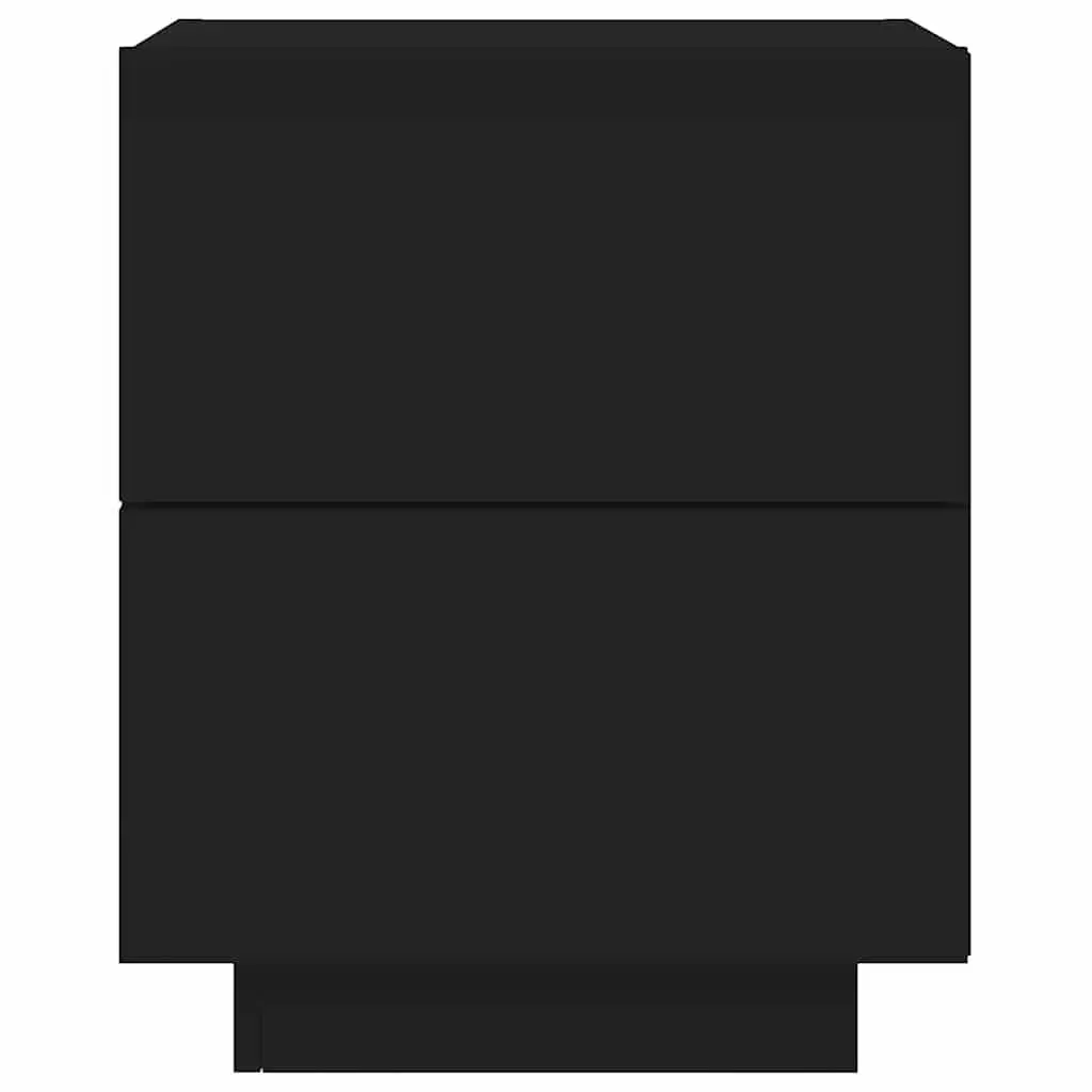 Bedside Cabinet Engineered Wood 2 Drawer Black RGB LED Lights