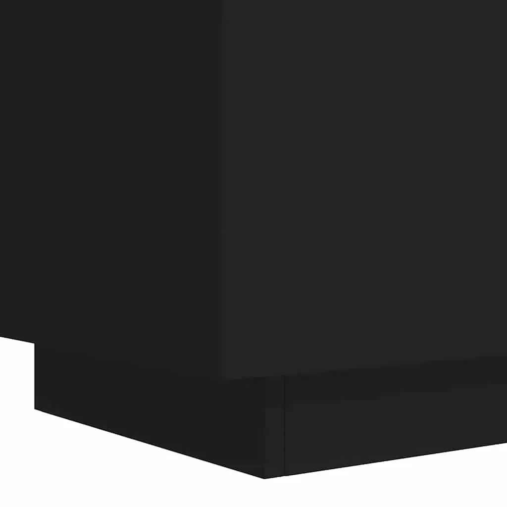 Bedside Cabinet Engineered Wood 2 Drawer Black RGB LED Lights