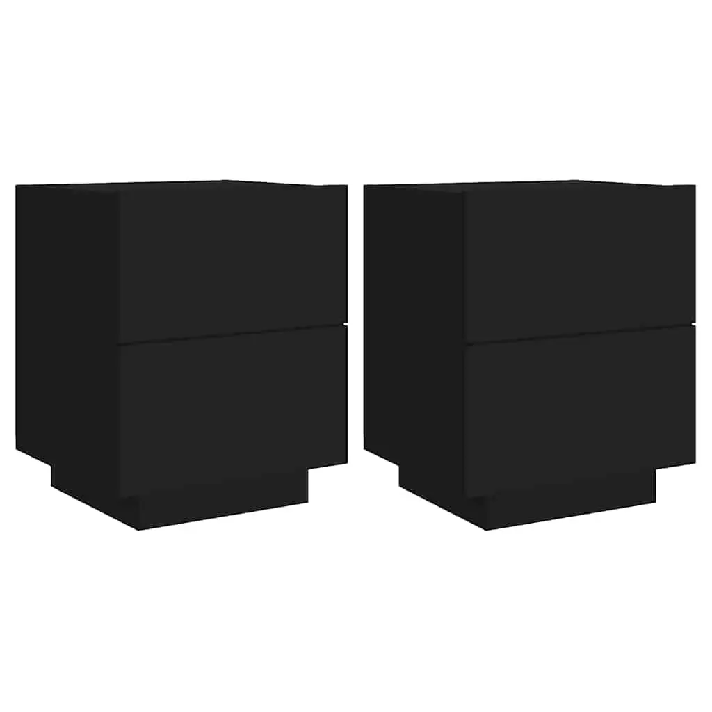 Black Bedside Cabinets with RGB LED Lights