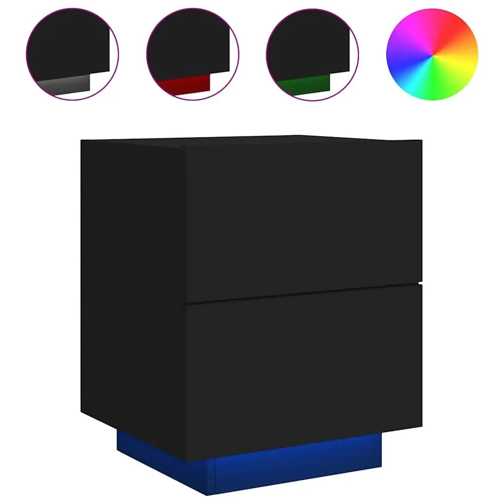 Black Bedside Cabinets with RGB LED Lights
