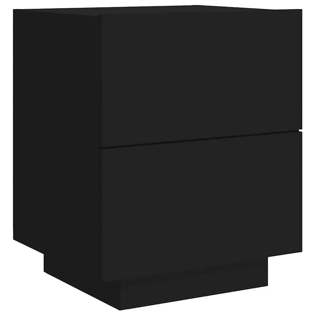 Black Bedside Cabinets with RGB LED Lights