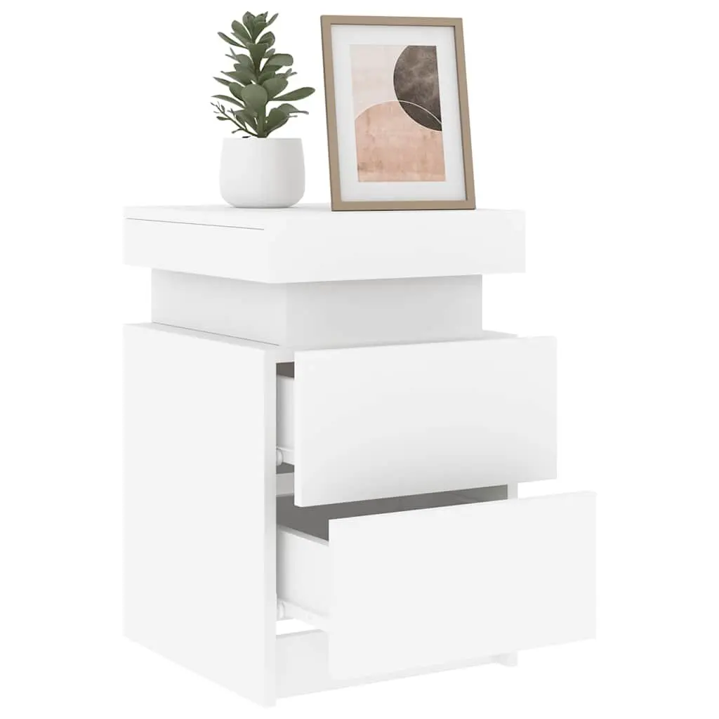 Bedside Cabinet with RGB LED Lights in White