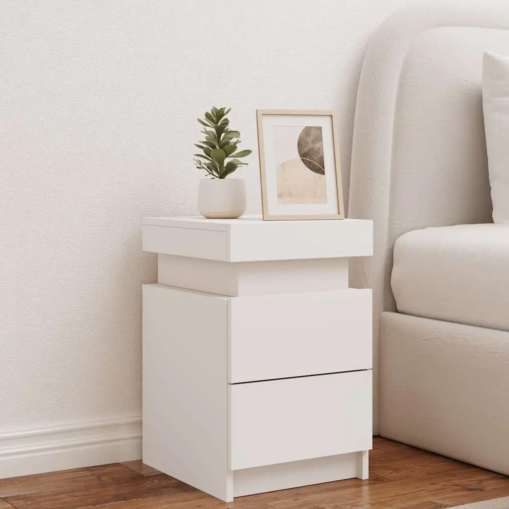 Bedside Cabinet with RGB LED Lights in White
