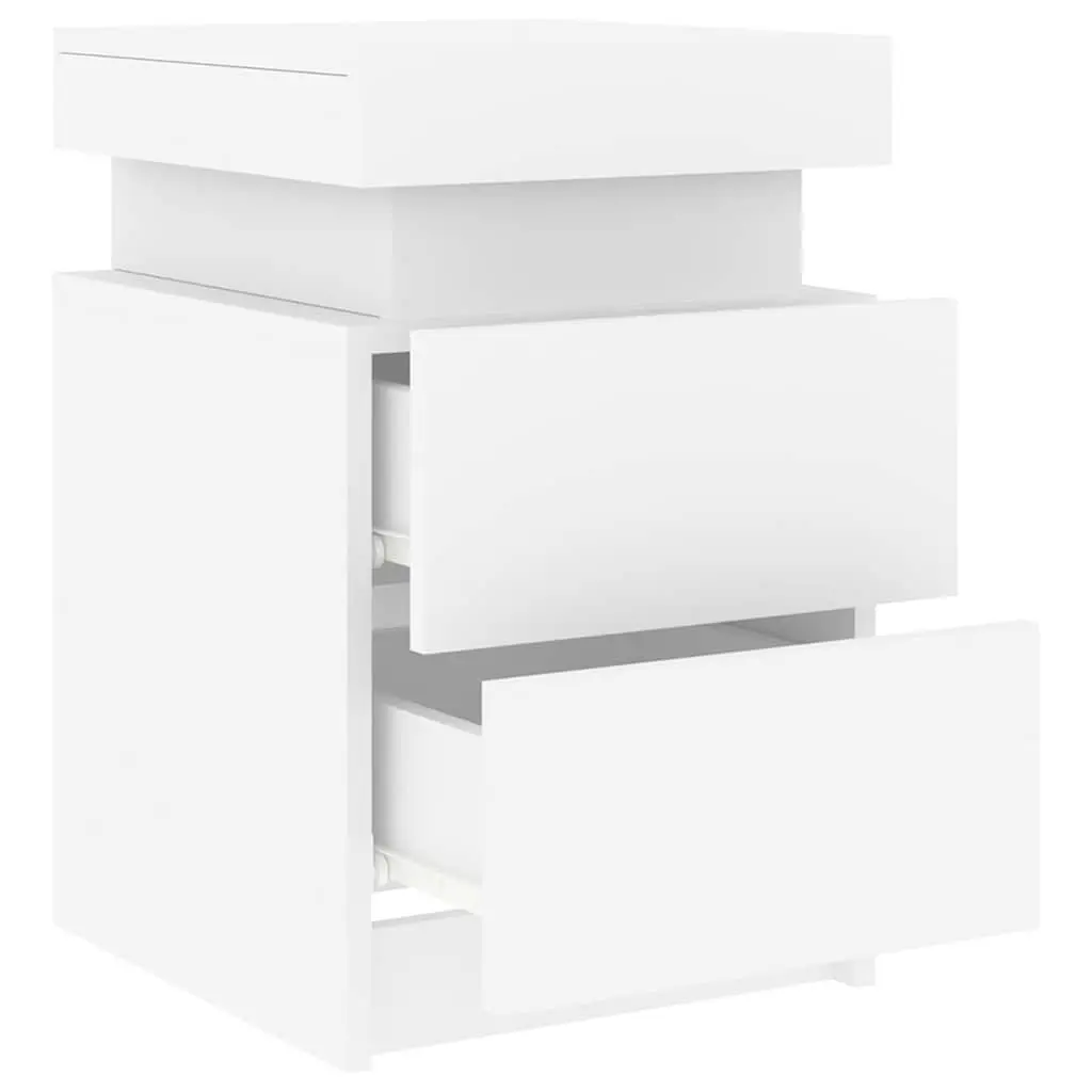 Bedside Cabinet with RGB LED Lights in White