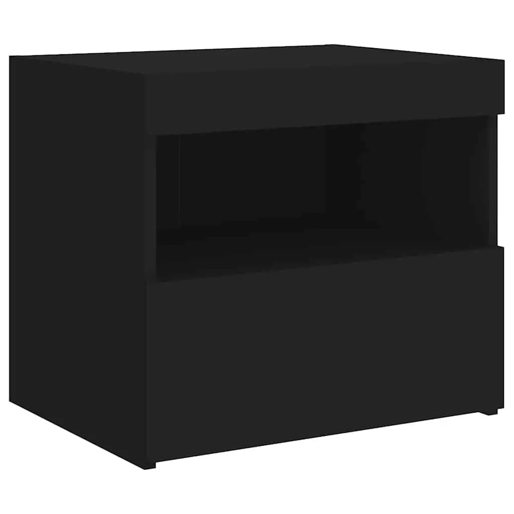 Bedside Cabinet with RGB LED Lighting in Black
