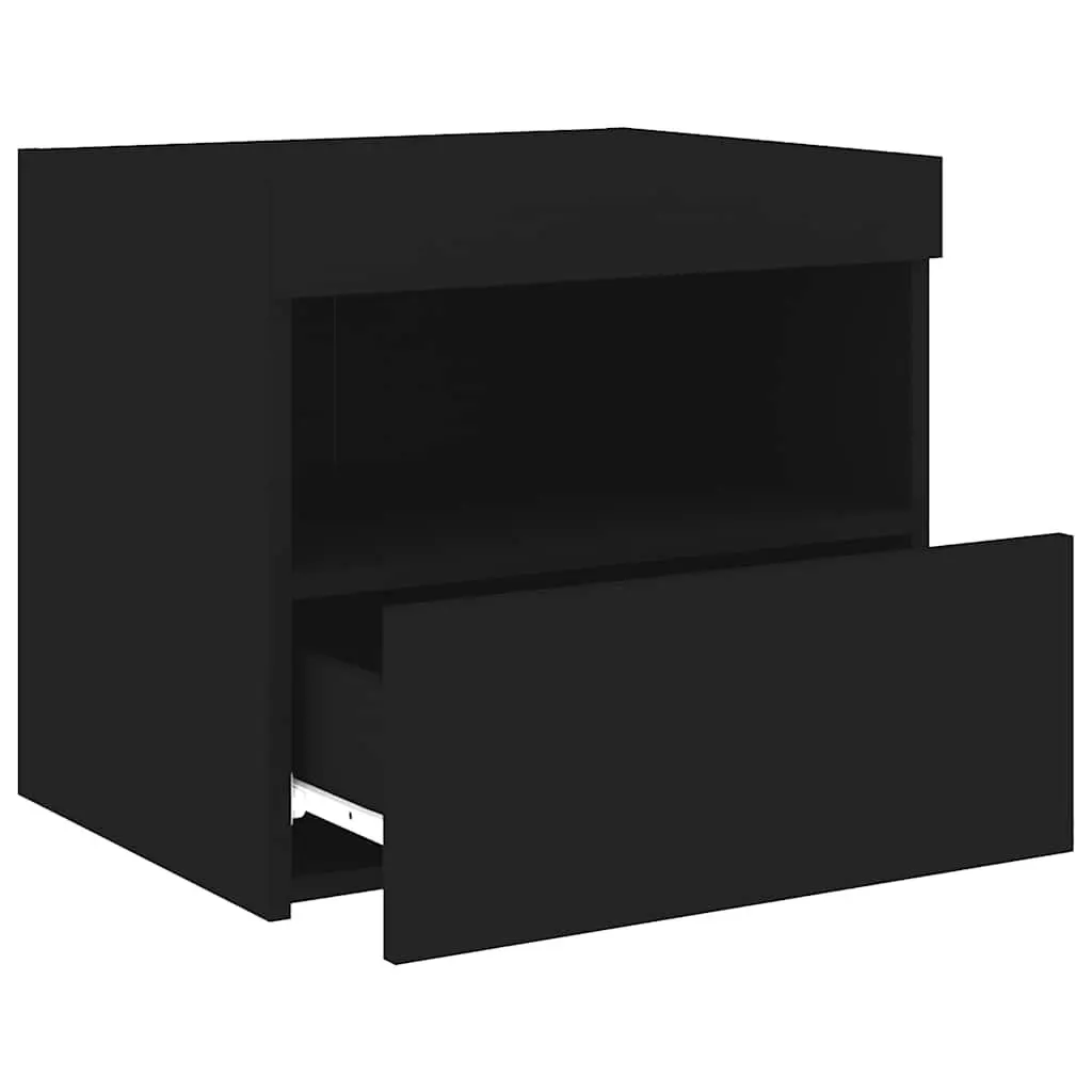 Bedside Cabinet with RGB LED Lighting in Black