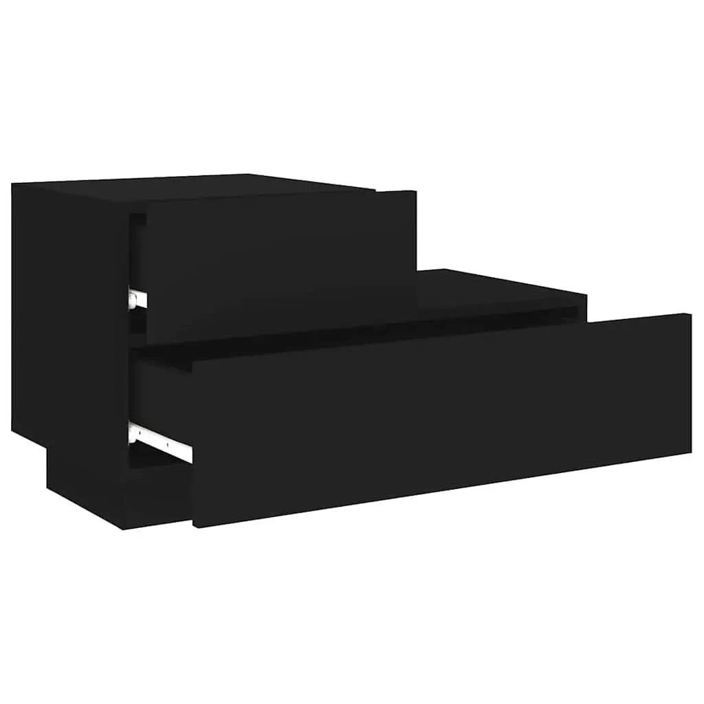 Bedside Cabinet Engineered Wood 70x36x40.5cm Black RGB LED Lights