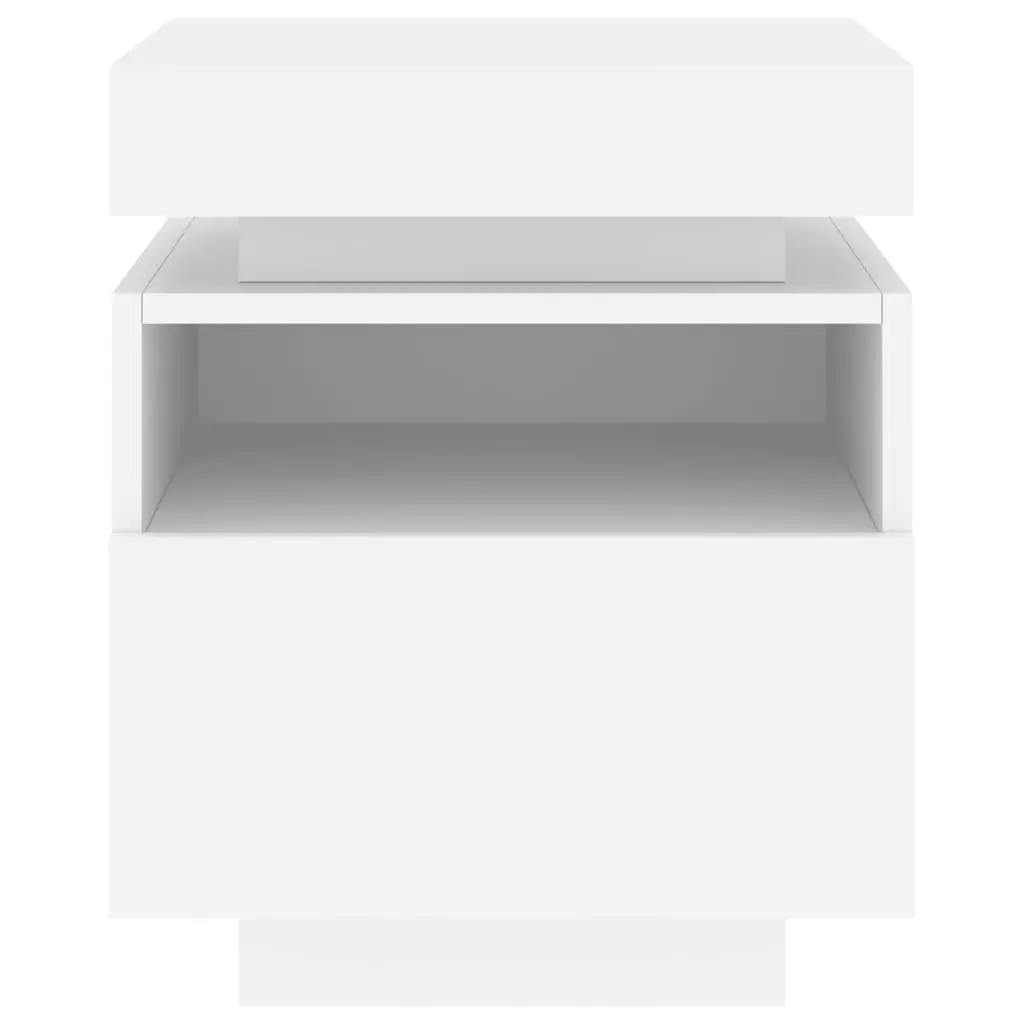 Bedside Cabinet with RGB LED Lights White Storage Nightstand Table Organiser