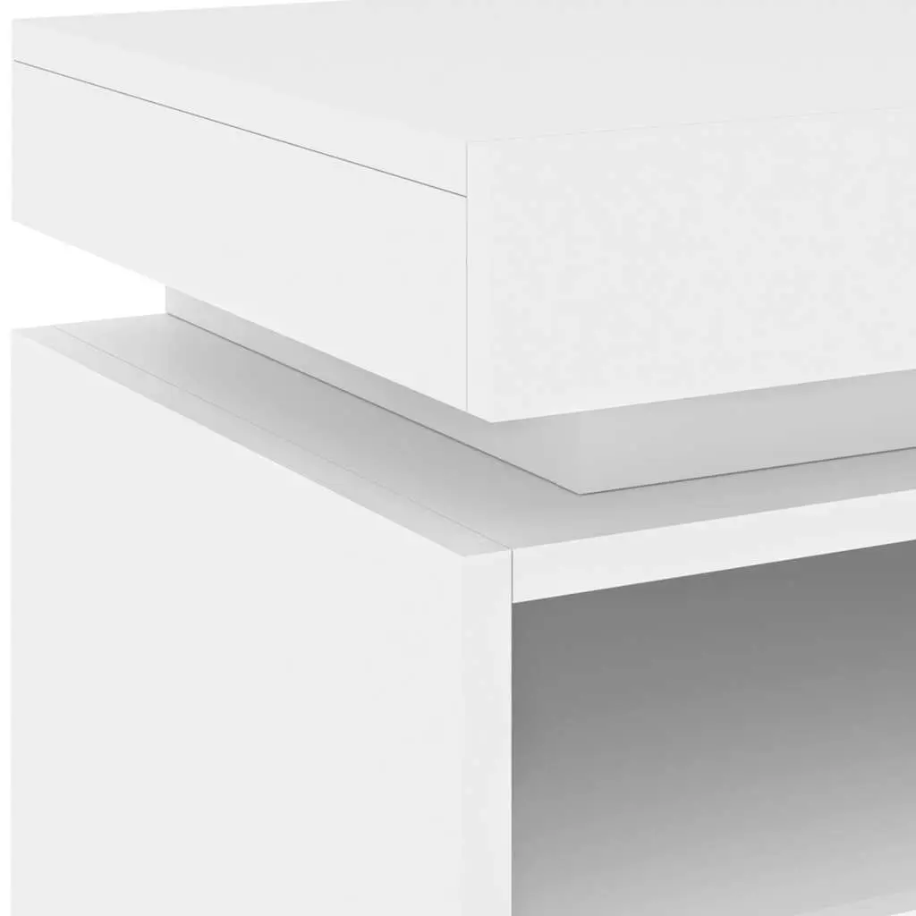 Bedside Cabinet with RGB LED Lights White Storage Nightstand Table Organiser