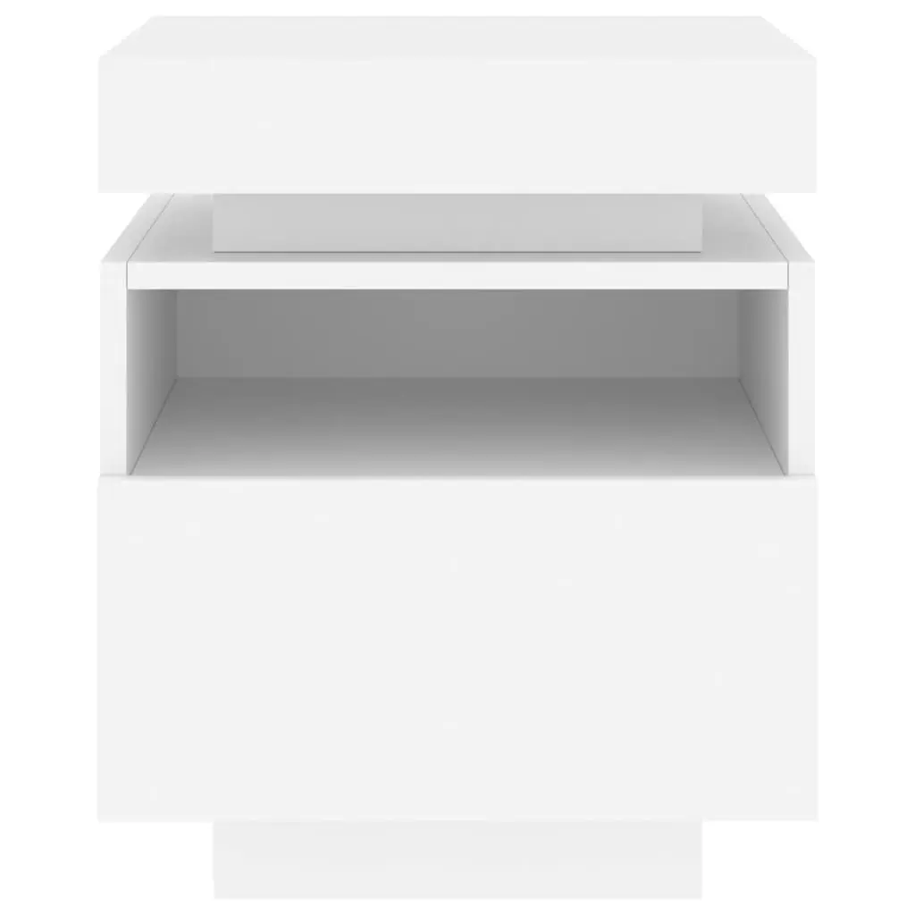 Bedside Cabinets with RGB LED Lights 2 Pieces White Storage Tables