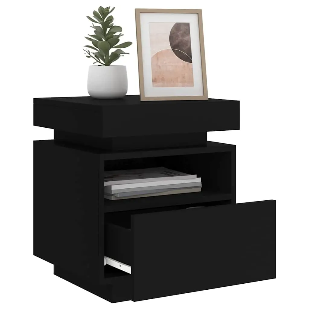 Bedside Cabinets Engineered Wood 40x39x48.5cm Black 2 Pieces