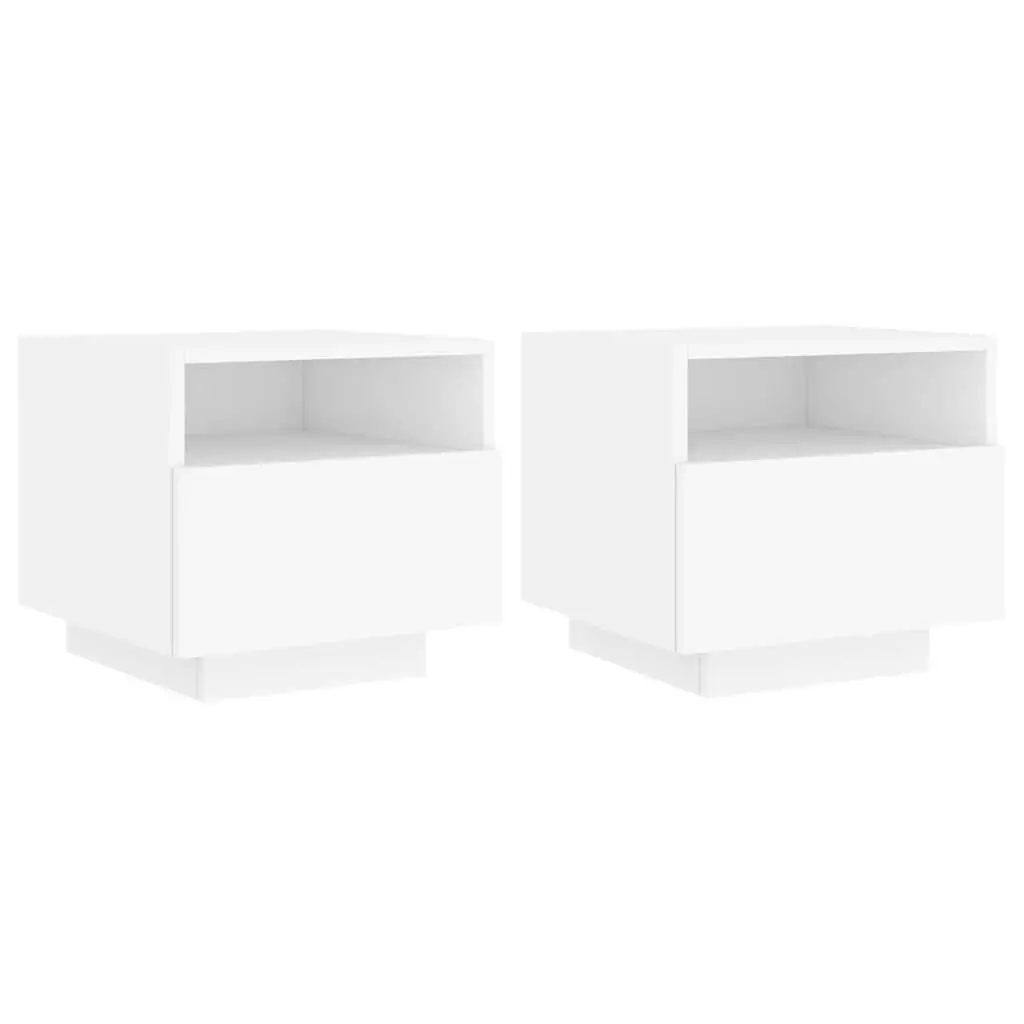 Bedside Table Engineered Wood 40x39x37 cm White Set of 2