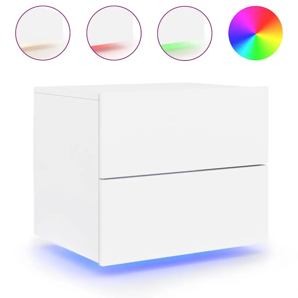 Wall-Mounted Bedside Cabinet Set with RGB LED Lights