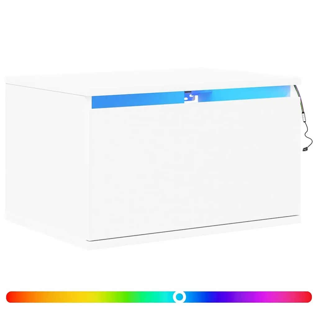 White Floating Storage Unit with RGB LED Lights