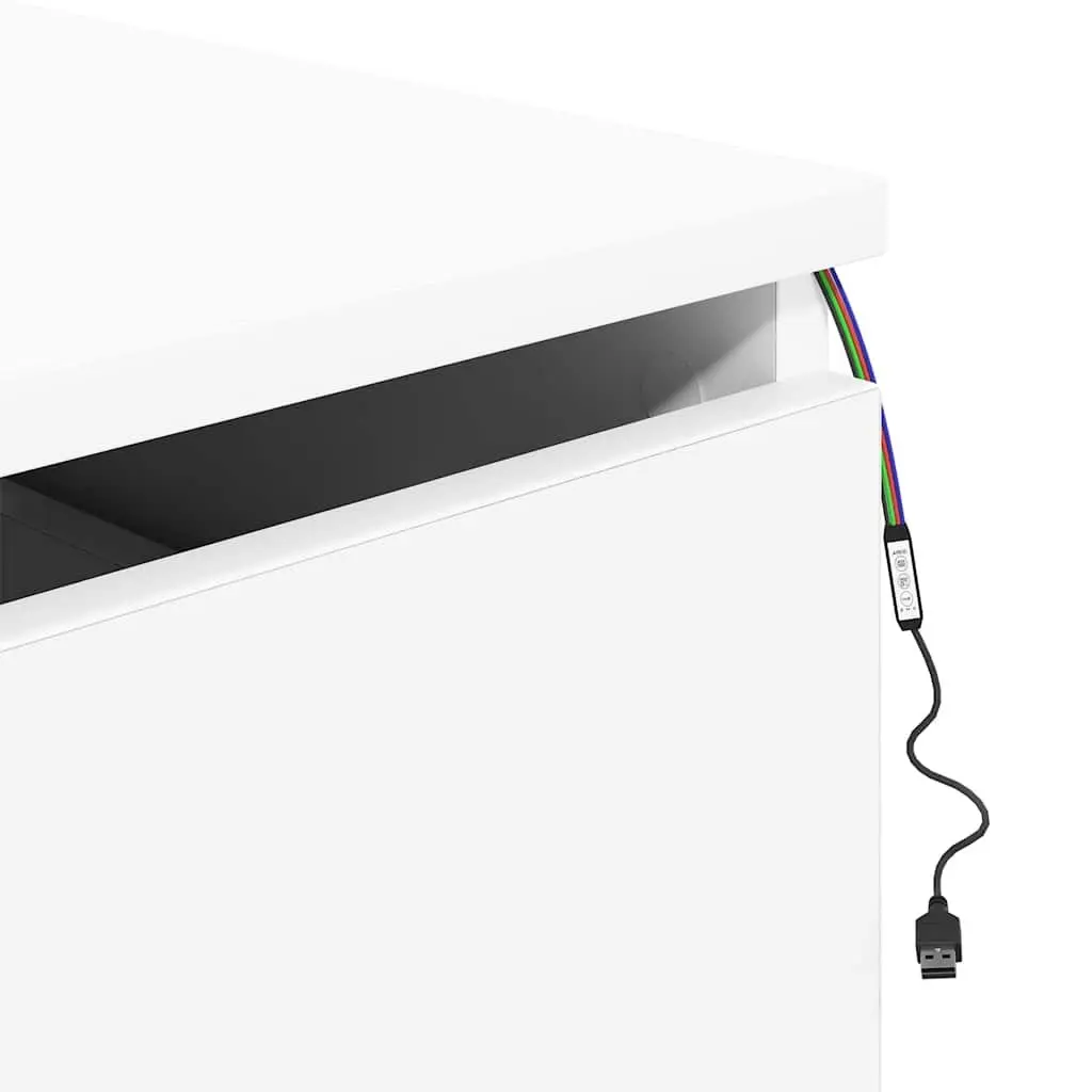 White Floating Storage Unit with RGB LED Lights