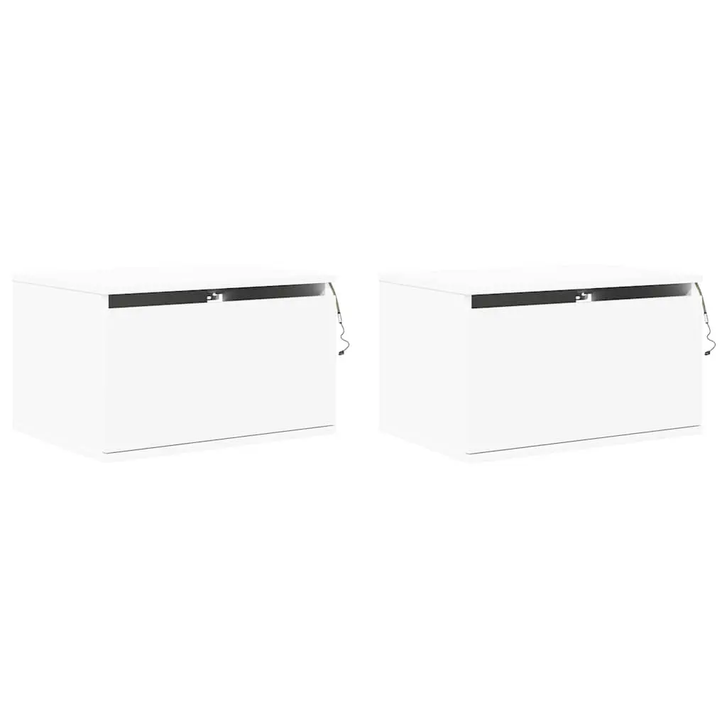 White Floating Storage Unit with RGB LED Lights