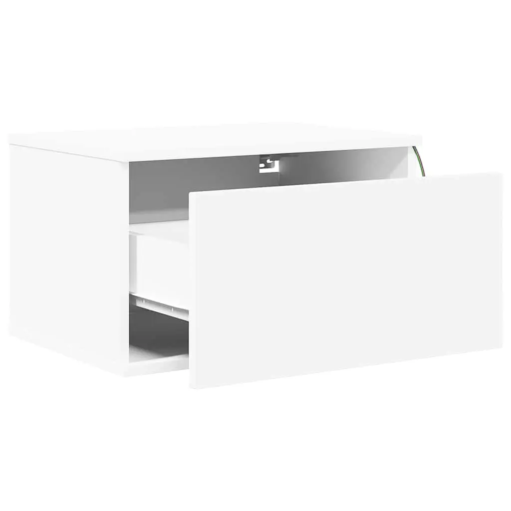 White Floating Storage Unit with RGB LED Lights