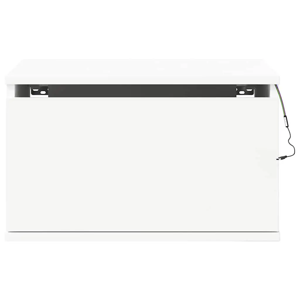 White Floating Storage Unit with RGB LED Lights