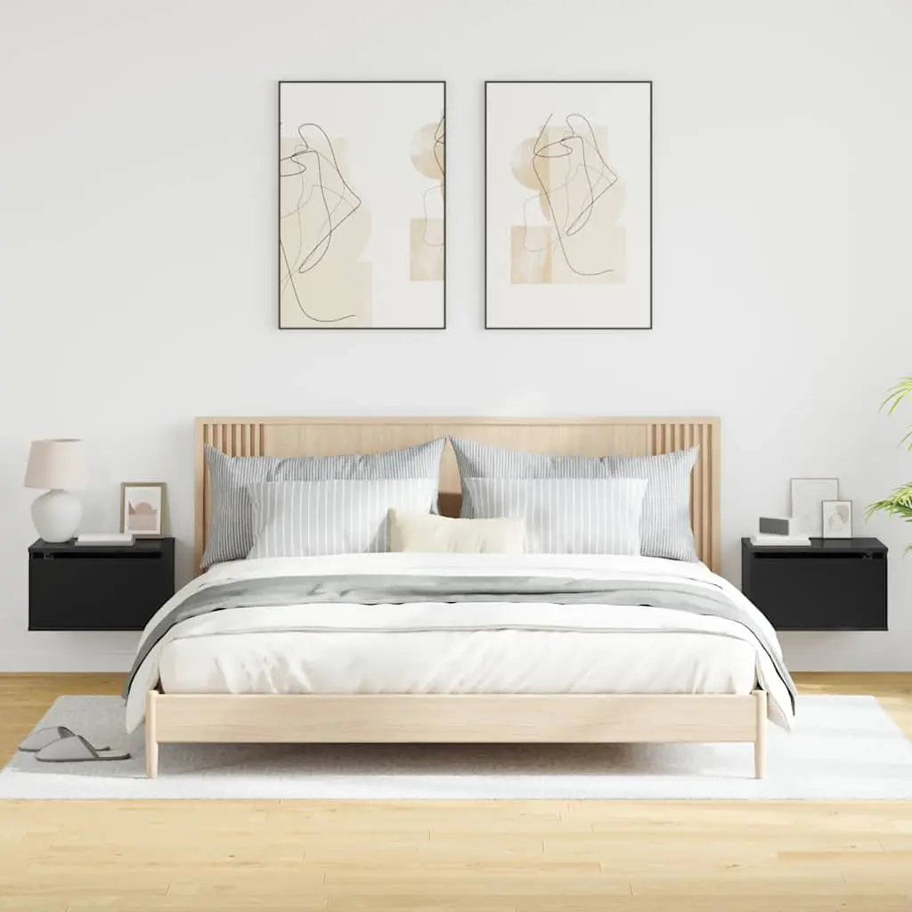 Wall-mounted Bedside Cabinets with RGB LED Lights