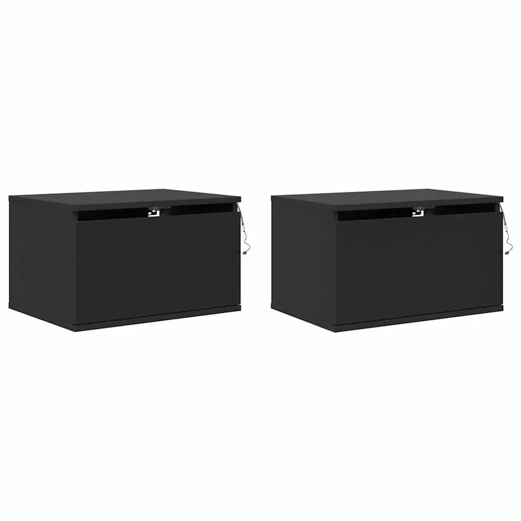 Wall-mounted Bedside Cabinets with RGB LED Lights
