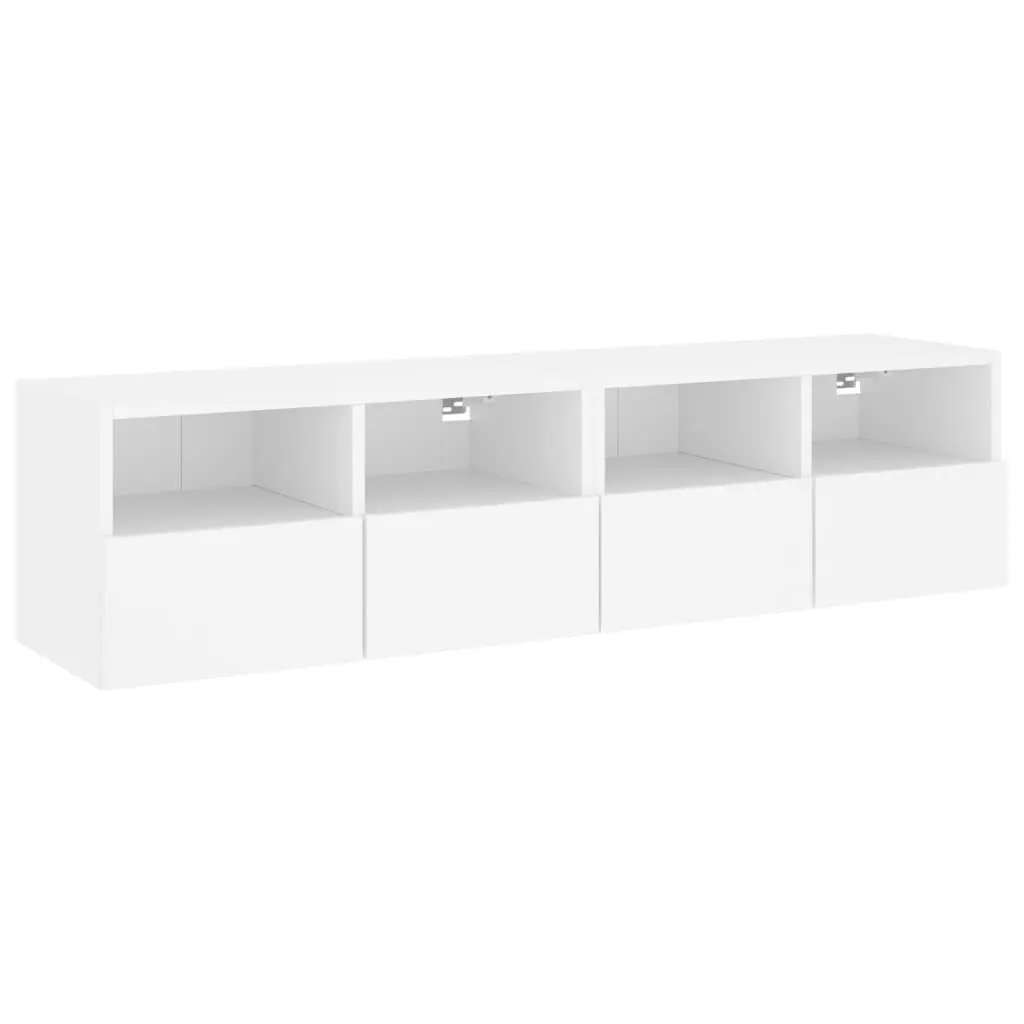White Floating TV Wall Cabinet with Shelves