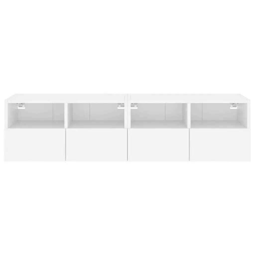 White Floating TV Wall Cabinet with Shelves