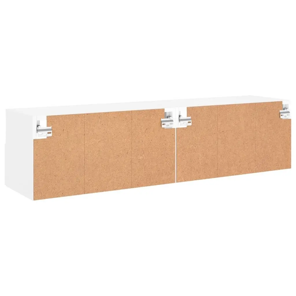 White Floating TV Wall Cabinet with Shelves