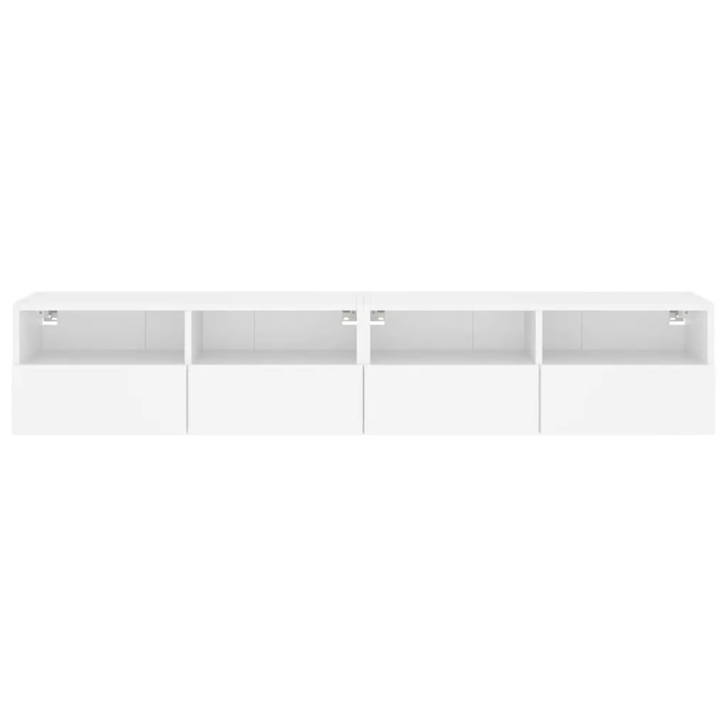 White Floating TV Wall Cabinets 2-Piece Set