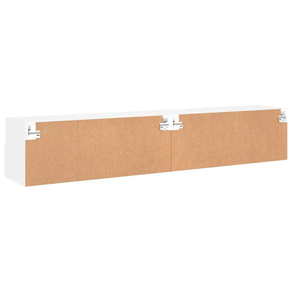 White Floating TV Wall Cabinets 2-Piece Set