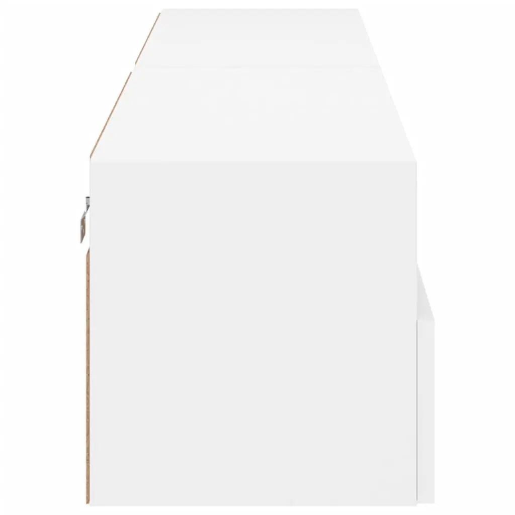 White Floating TV Wall Cabinets 2-Piece Set