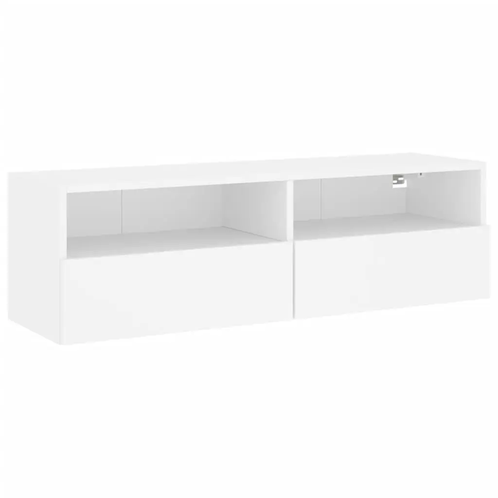 White Floating Media Unit Wall Cabinet for TV Storage