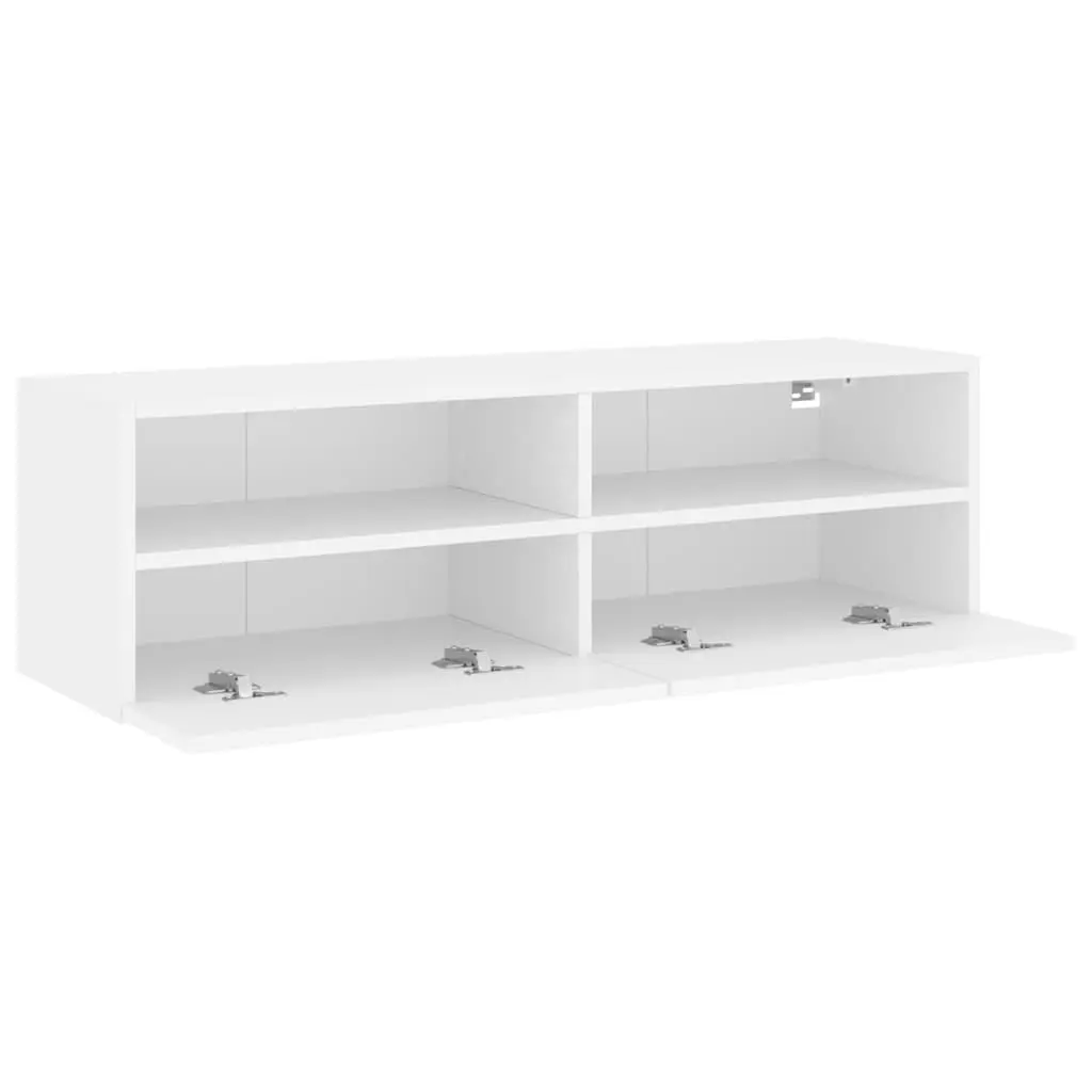 White Floating Media Unit Wall Cabinet for TV Storage
