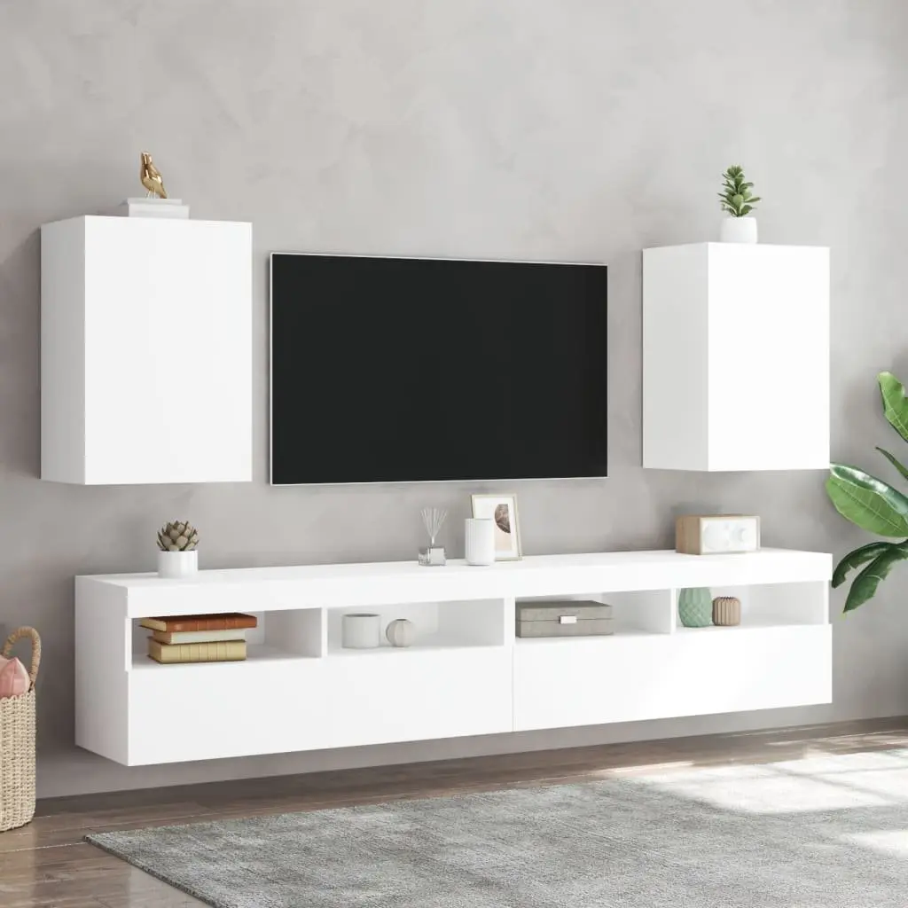 TV Wall Cabinets Engineered Wood 40.5x30x60cm White 2 Piece