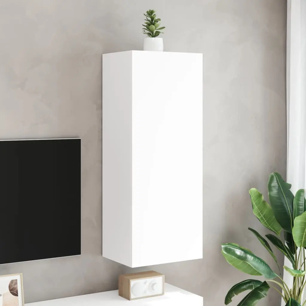 White Floating Wall-Mounted TV Cabinet with Storage