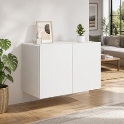 Stylish White Wall-mounted TV Cabinet Storage Unit 60x30x41cm