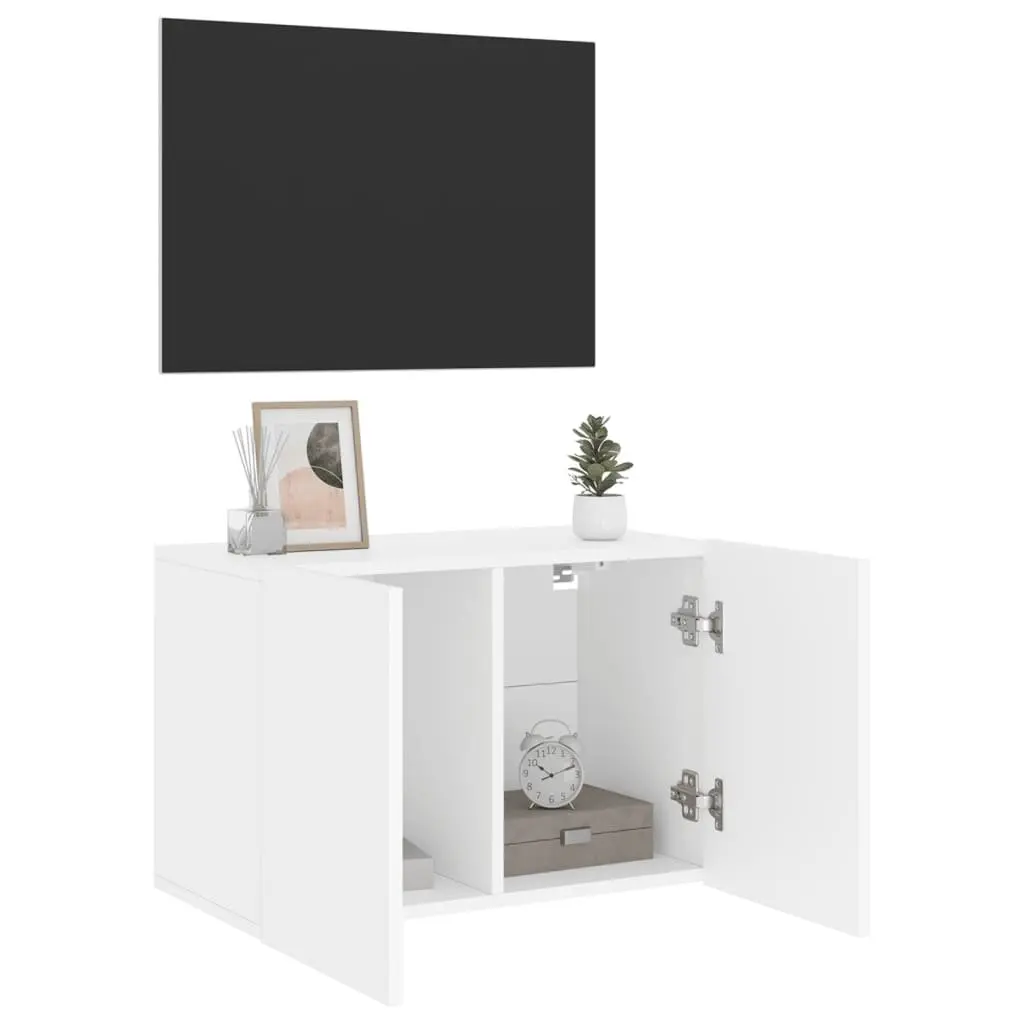 TV Stand Engineered Wood 60x30x41cm White Wall-mounted Storage Unit