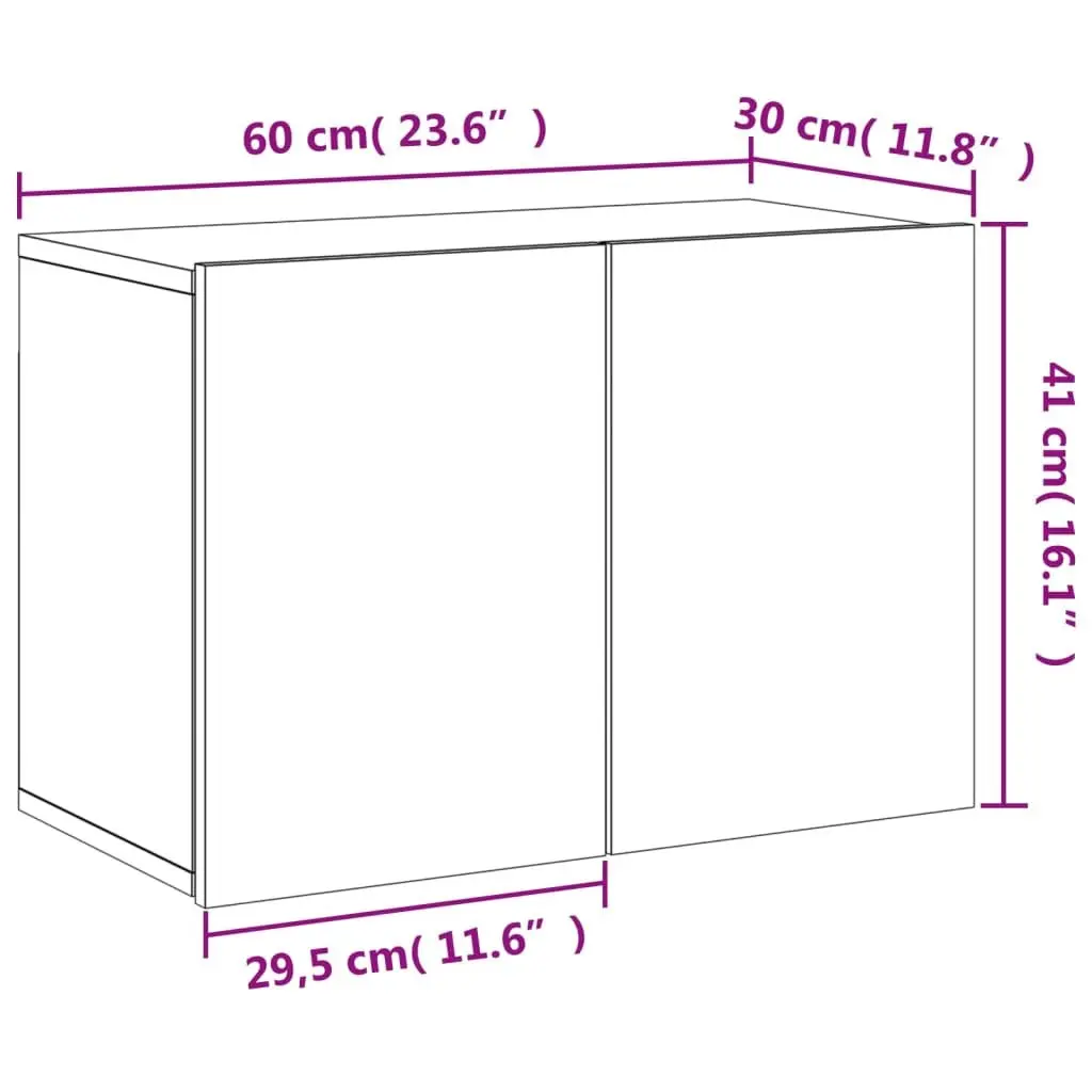 TV Stand Engineered Wood 60x30x41cm White Wall-mounted Storage Unit