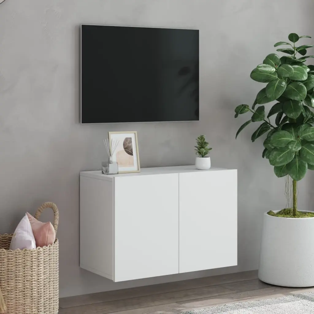 TV Stand Engineered Wood 60x30x41cm White Wall-mounted Storage Unit