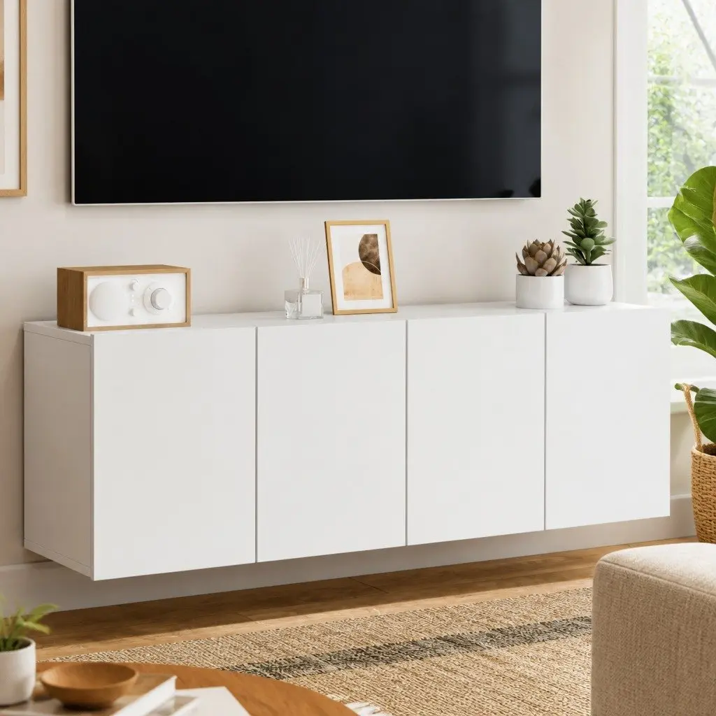 Wall-Mounted TV Cabinets 2 pcs White Storage Units