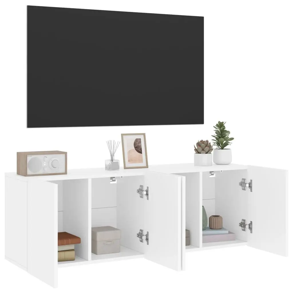 Wall-Mounted TV Cabinets 2 pcs White Storage Units