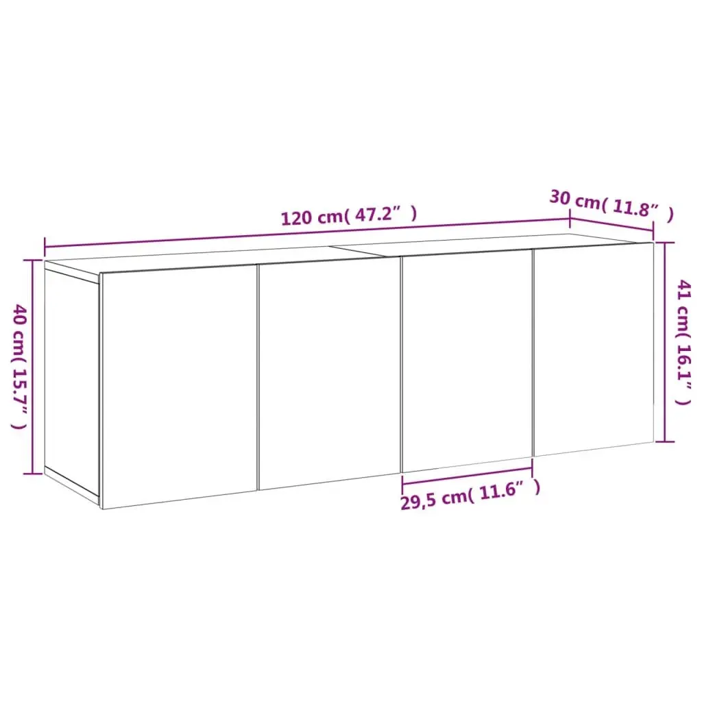 Wall-Mounted TV Cabinets 2 pcs White Storage Units