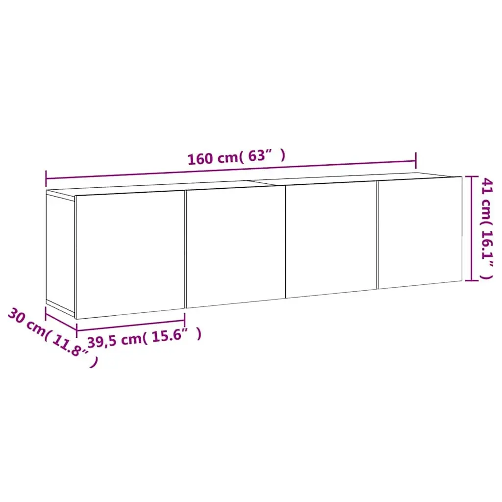Wall-Mounted TV Cabinets 2-Piece Set in White