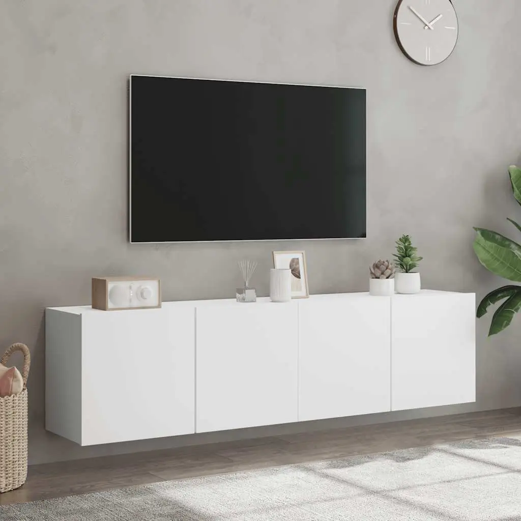 Wall-Mounted TV Cabinets 2-Piece Set in White
