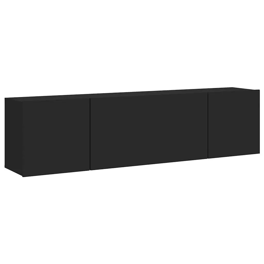 Wall-Mounted TV Cabinet Set in Black