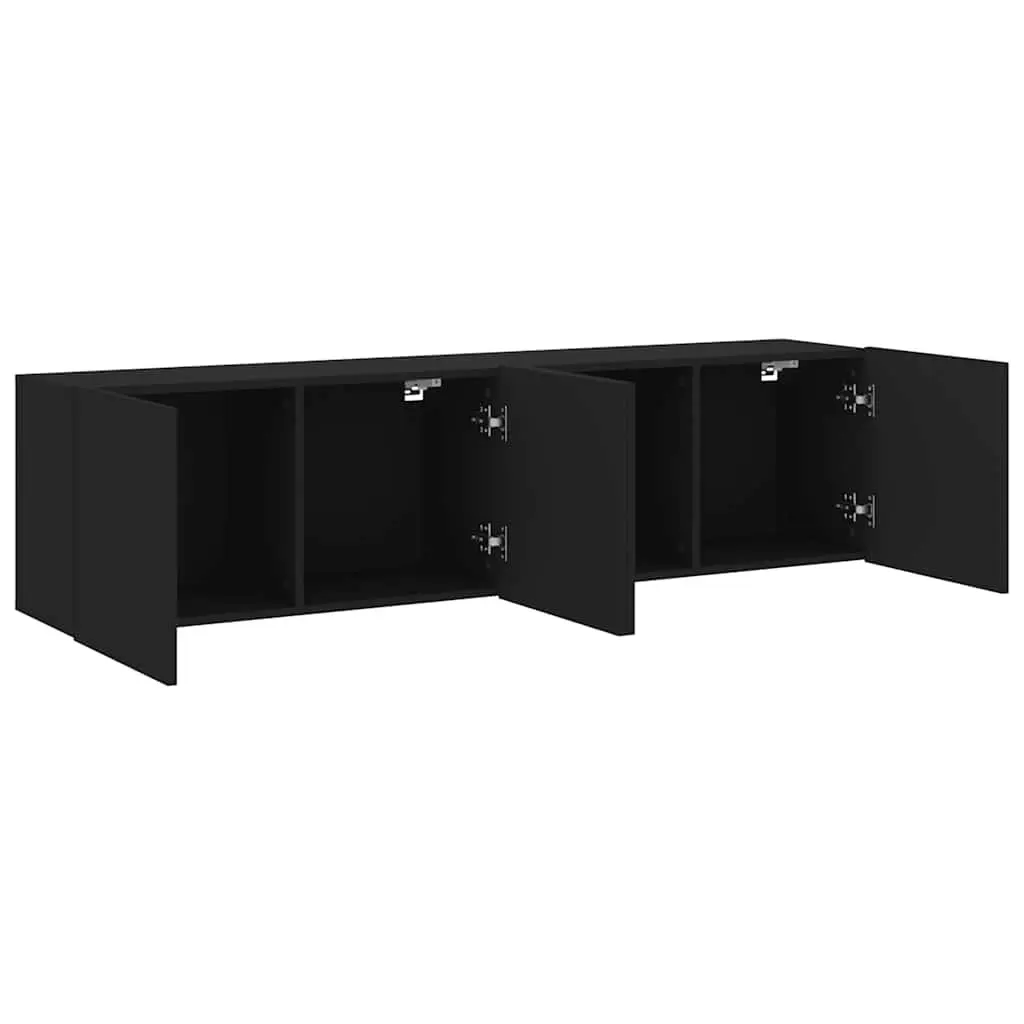 Wall-Mounted TV Cabinet Set in Black