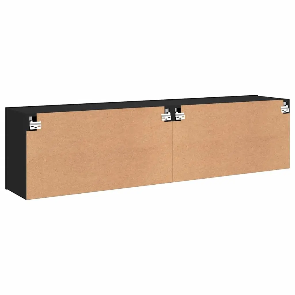 Wall-Mounted TV Cabinet Set in Black