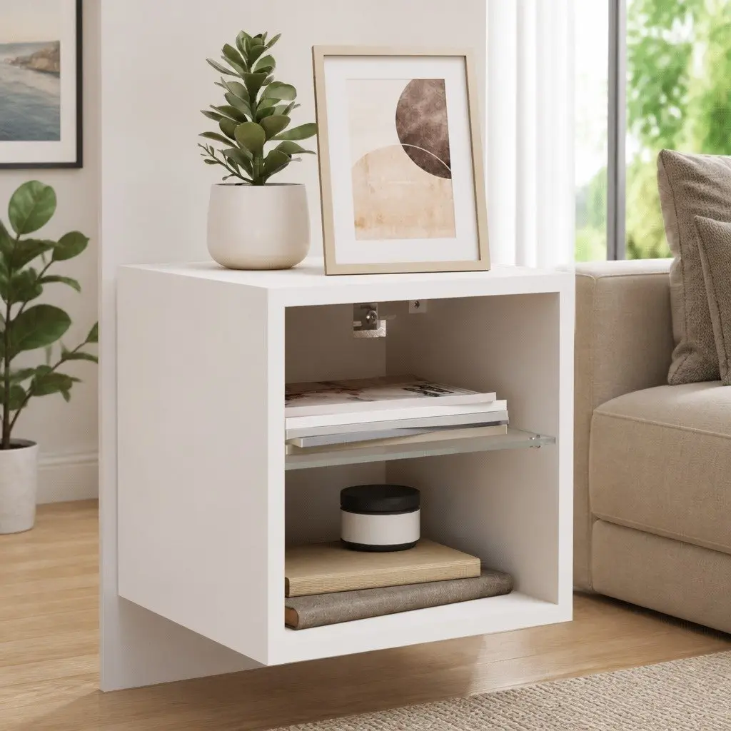 White Floating TV Wall Cabinet with RGB LED Lighting