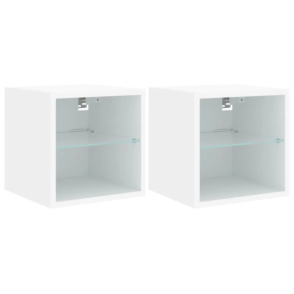 White Floating TV Wall Cabinet with RGB LED Lighting