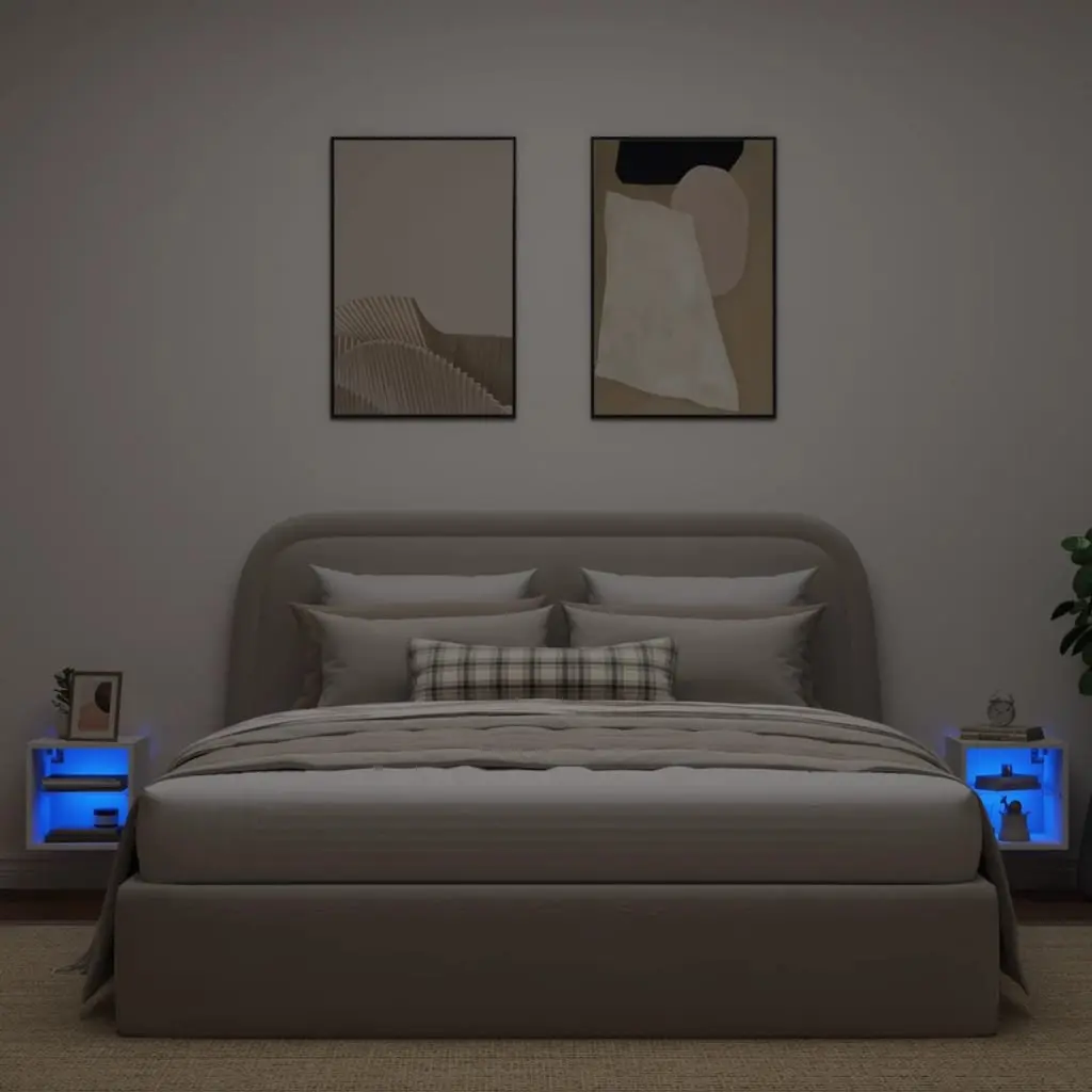 White Floating TV Wall Cabinet with RGB LED Lighting
